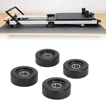 Optimized Replacement Roller Wheels for Aero Pilates Reformer, Set of 4, High-Performance Cylindrical Design, Ultra-Smooth & Silent Glide, Easy Installation, Black