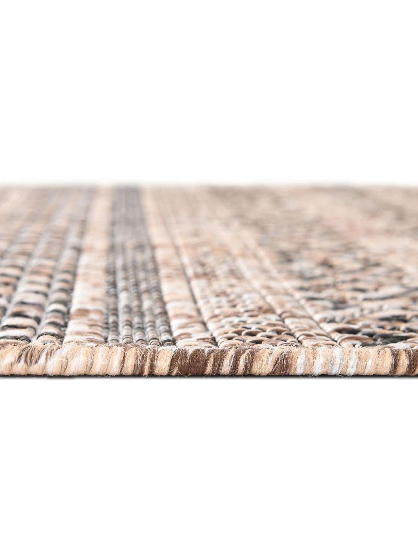 Unique Loom Outdoor Striped Collection Area Rug - Maia (7' 10" Square, Natural/Black)