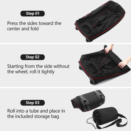 Morthanabag 32” 1680D Oxford Foldable Duffle Bag with 2 Wheels,110L to 140L Expandable Soft Sided Rolling Travel Bag,Black-red