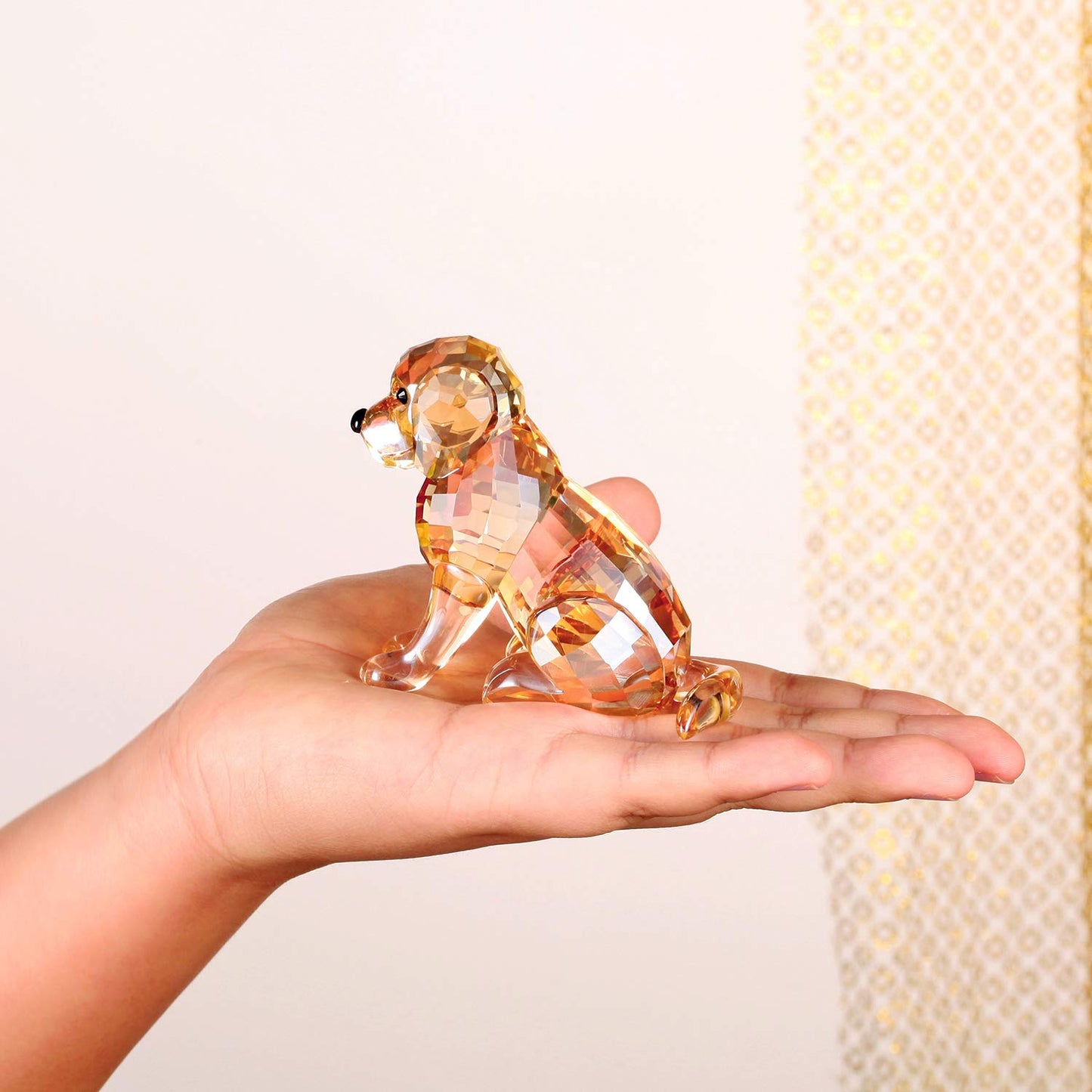 DOJOZ Crystal Labrador Dog Puppy Figurine Animals Lovely Craft Home Decor Ornaments Collectible Birthday Gifts (White)