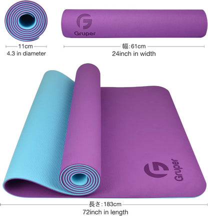 Yoga Mat Non Slip, Eco Friendly Fitness Exercise Mat with Carrying Strap,Pro Yoga Mats for Women,Workout Mats for Home, Pilates and Floor Exercises