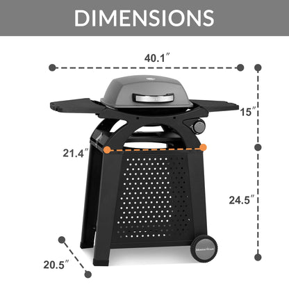 MASTER COOK Liquid Propane Grill BBQ Propane 2 in 1 Portable Tabletop Gas Grill Camping Barbecue Outdoor Cooking Grill with Cart, Black 18.7 x 14-inch 11,500 BTU