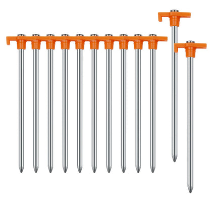 12PCS Tent Stakes Heavy Duty Camping Stakes,AVOFOREST 7.1Inch Non-Rust Metal Tent Pegs Ground Stakes Tent Spikes Camping,Hiking Orange