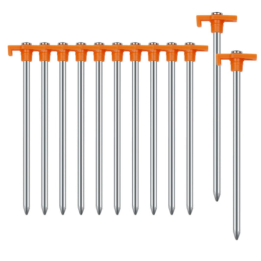 12PCS Tent Stakes Heavy Duty Camping Stakes,AVOFOREST 7.1Inch Non-Rust Metal Tent Pegs Ground Stakes Tent Spikes Camping,Hiking Orange