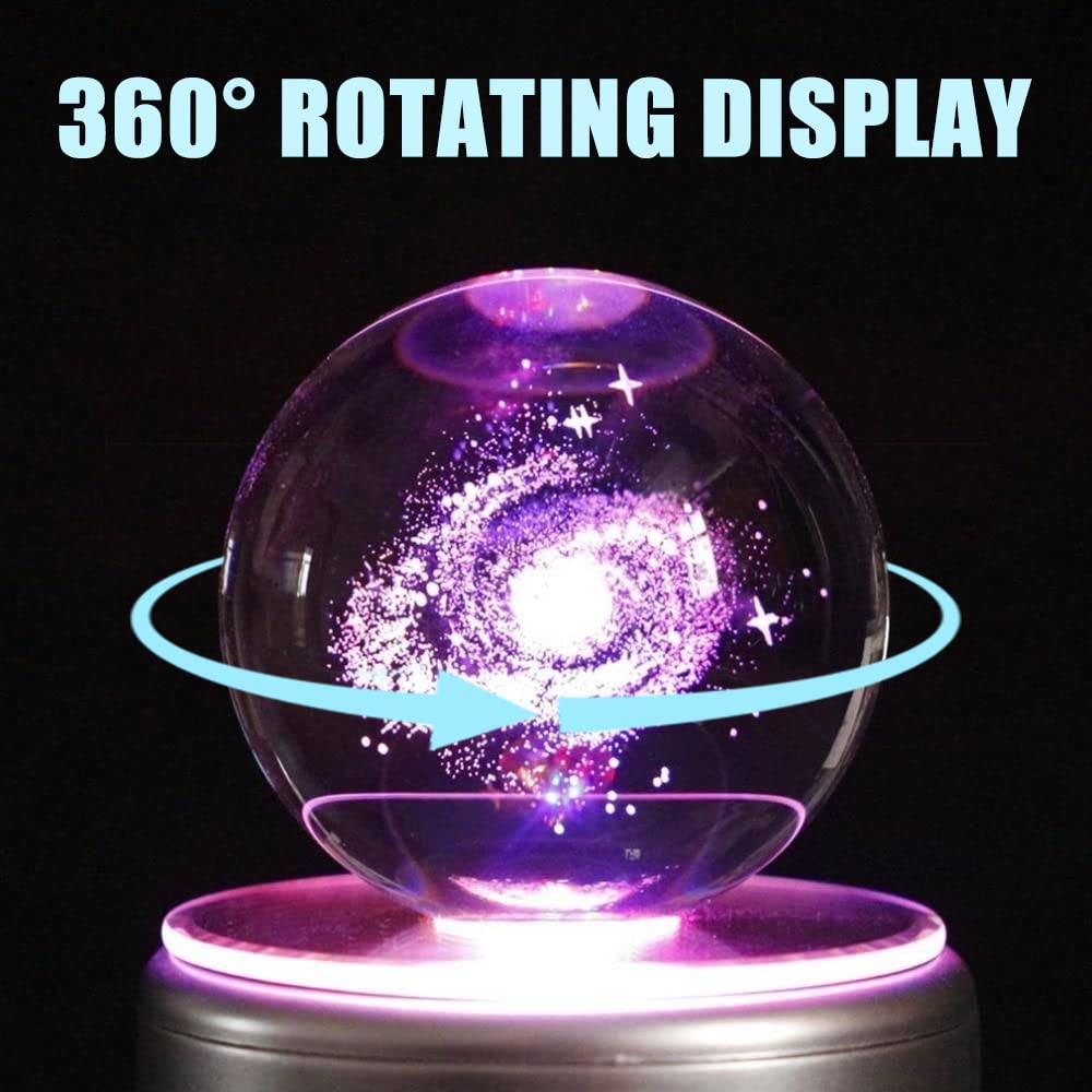 Watris Veiyi 4" LED Colorful Rotating Display Base, Light Rotating Crystal Display Base, Display Base Stand Turner for Crystals Glass Art and Cup