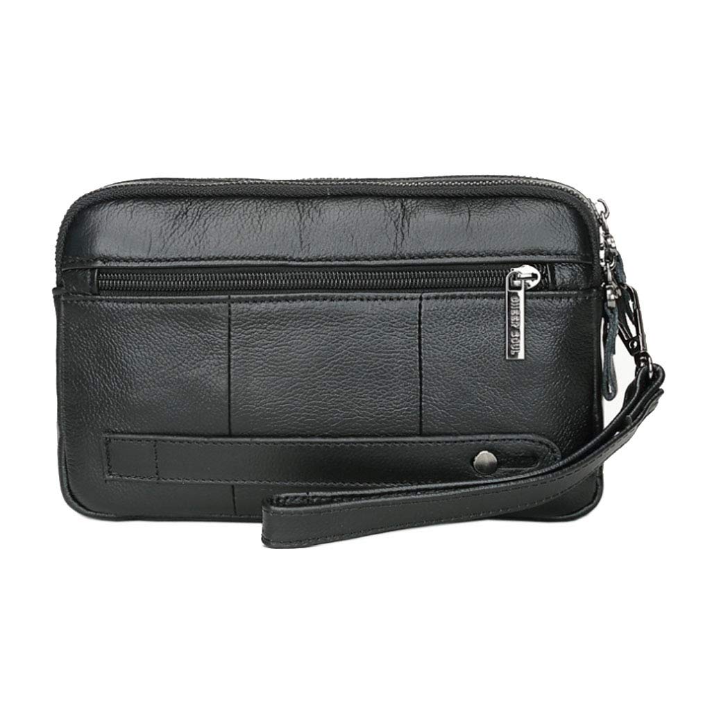 KPYWZER Leather Clutch Purse Wallet Men Wrist Bag, #00black, Business
