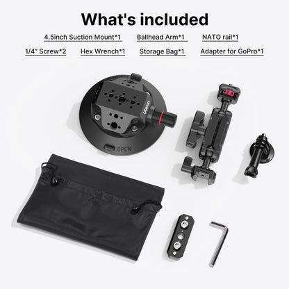 ULANZI SC-02 Suction Mount 4.5'', Magic Arm Bracket for DSLR Cameras Action Camera Video Shooting Filming, Compatible with DJI OSMO Pocket 3 Pocket 4/Insta 360 x5/OSMO 360/Sony/Xtra Action Cameras