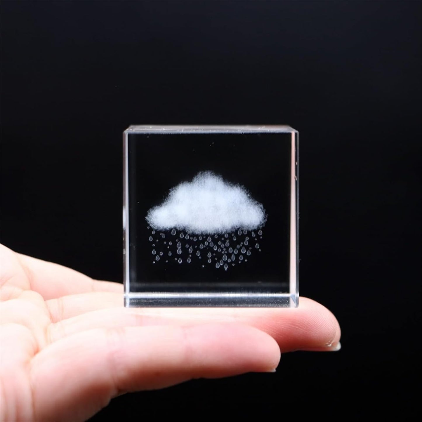 K9 Glass 3D Cloud Paperweight Cube Crystal Art of Ornaments Engraving for Home Feng Shui Decoration Rain Cloud 1
