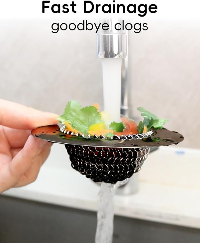 TRAPMATE Sink Drain Strainer, Reversible Chain Mesh Kitchen Sink Drain Strainer