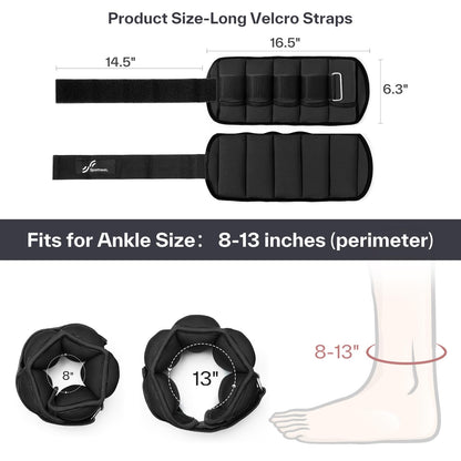 Sportneer Adjustable Ankle Weights for Men & Women 3 5 8 10 13 LBS Weighted Leg Weights with Long Straps, Strength Training for Yoga, Walking, Aerobics, Gym 1.4-6.5 lbs Each Ankle, 1 Pair 2.8-13 lbs