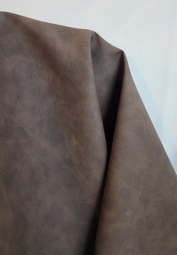 Cafe Brown Nubuck Soft Faux Leather Fabric Sheet PU Leather Sold by The Yard