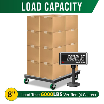 HANDSAMMU 8" Heavy Duty Casters, Casters Set of 4 Total Capacity 6000 lbs- Polyurethane on Steel Wheel, Industrial Casters for Carts Pallet Trucks(2 Brake & 2 Rigid)