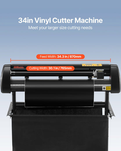 VEVOR Vinyl Cutter 34 Inch Bundle, Vinyl Cutter Machine Manual Vinyl Plotter Cutter with Signmaster Software for Design and Cut, with Supplies and Tools