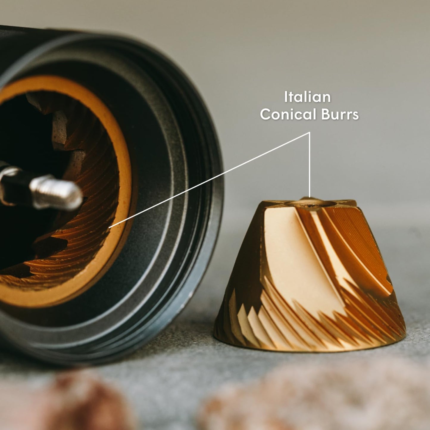 AeroPress Manual Coffee Grinder – Portable Hand Burr Grinder with Titanium-Coated Conical Burrs, 60 Grind Settings, Compact Travel Coffee Bean Grinder for AeroPress, Espresso, French Press, Moka Pot
