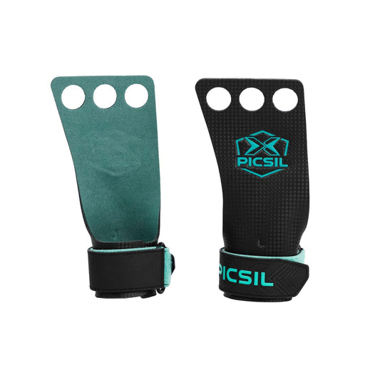 PICSIL Falcon Grips, Tough & Resistant Workout Grips, Hand Grips for Weightlifting & Gymnastics, Made of Soft, Breathable Carbon Fabric, Blocks Rips, Calluses, & Blisters (3H,M)