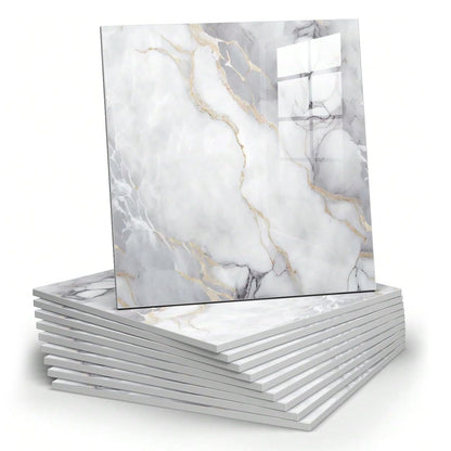 Chejiaye 22pcs Marble Peel and Stick Backsplash Surface Waterproof Wall Panels,Self-Adhesive Marble PVC Foam Wall Panels for Kitchen, Bathroom - 11.8"x11.8" Kitchen Tile(Not Real Tiles,Colorful)