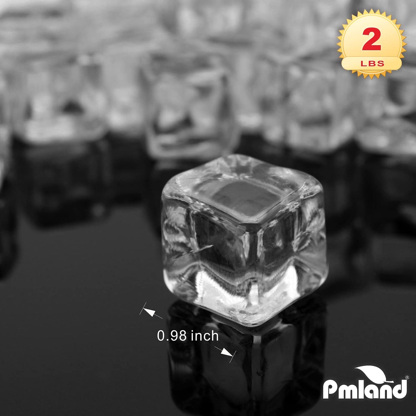 PMLAND Acrylic Ice Cubes Square Shape 2 Lbs Bag, for Photography Props Kitchen Table Decoration Display Vase Filler Toy - Crystal Clear
