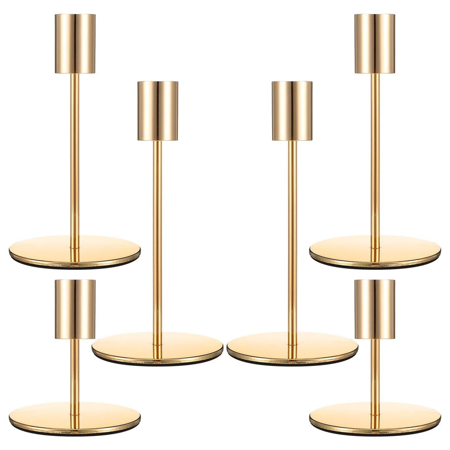 6 Pcs Gold Taper Candle Holders Set, Metal Candlestick Holder for Dining Table Centerpiece, Wedding, Mantel Decor, and Housewarming Gift