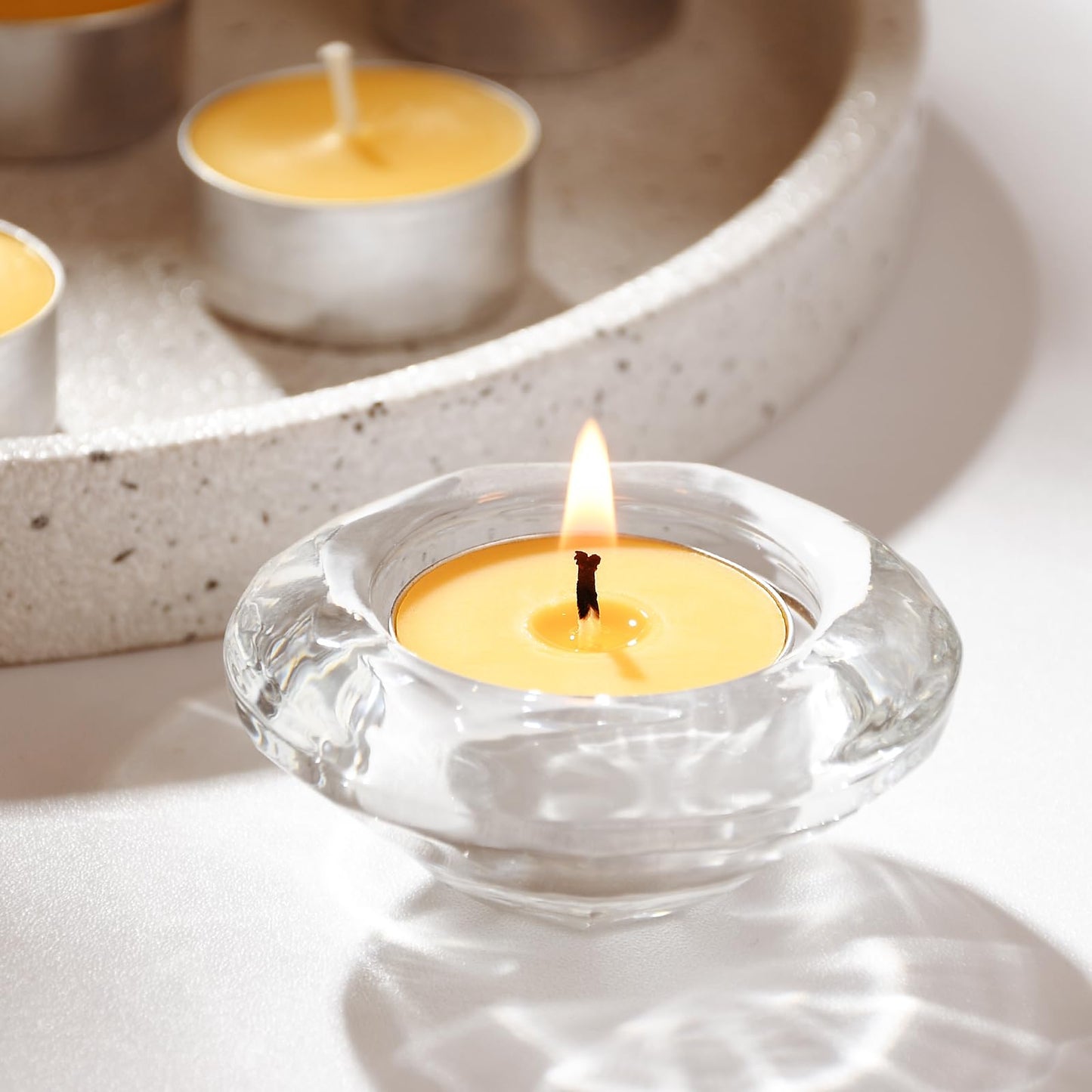 50-Pack Handmade Pure Beeswax Tealight Candles, Aluminum Cups, 4-5H Burn