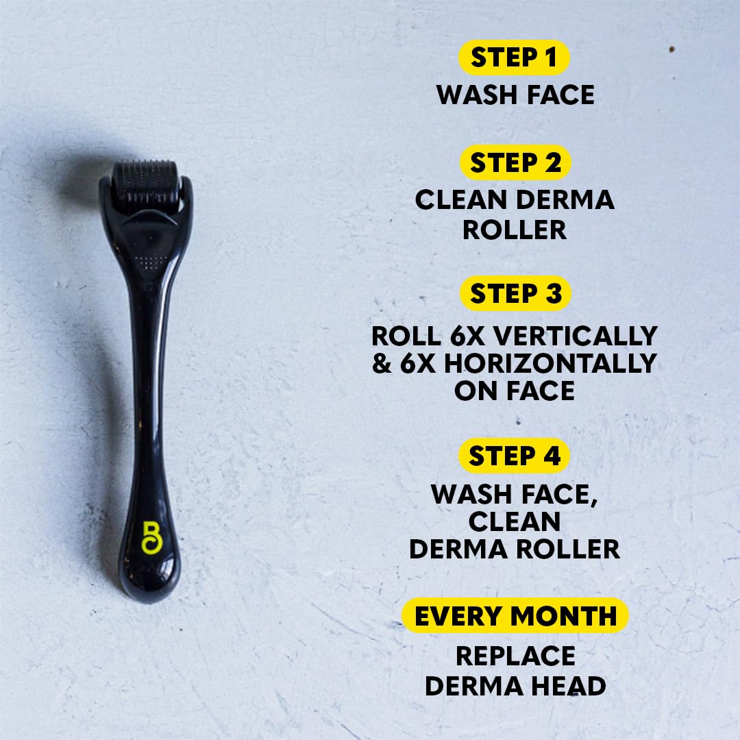 Beard Club Premium Derma Roller & Beard Growth Oil - Microneedling Roller with 540 Titanium Microneedles for Face, Body and Scalp - Beard Roller with Sandalwood & Cedar Beard Oil