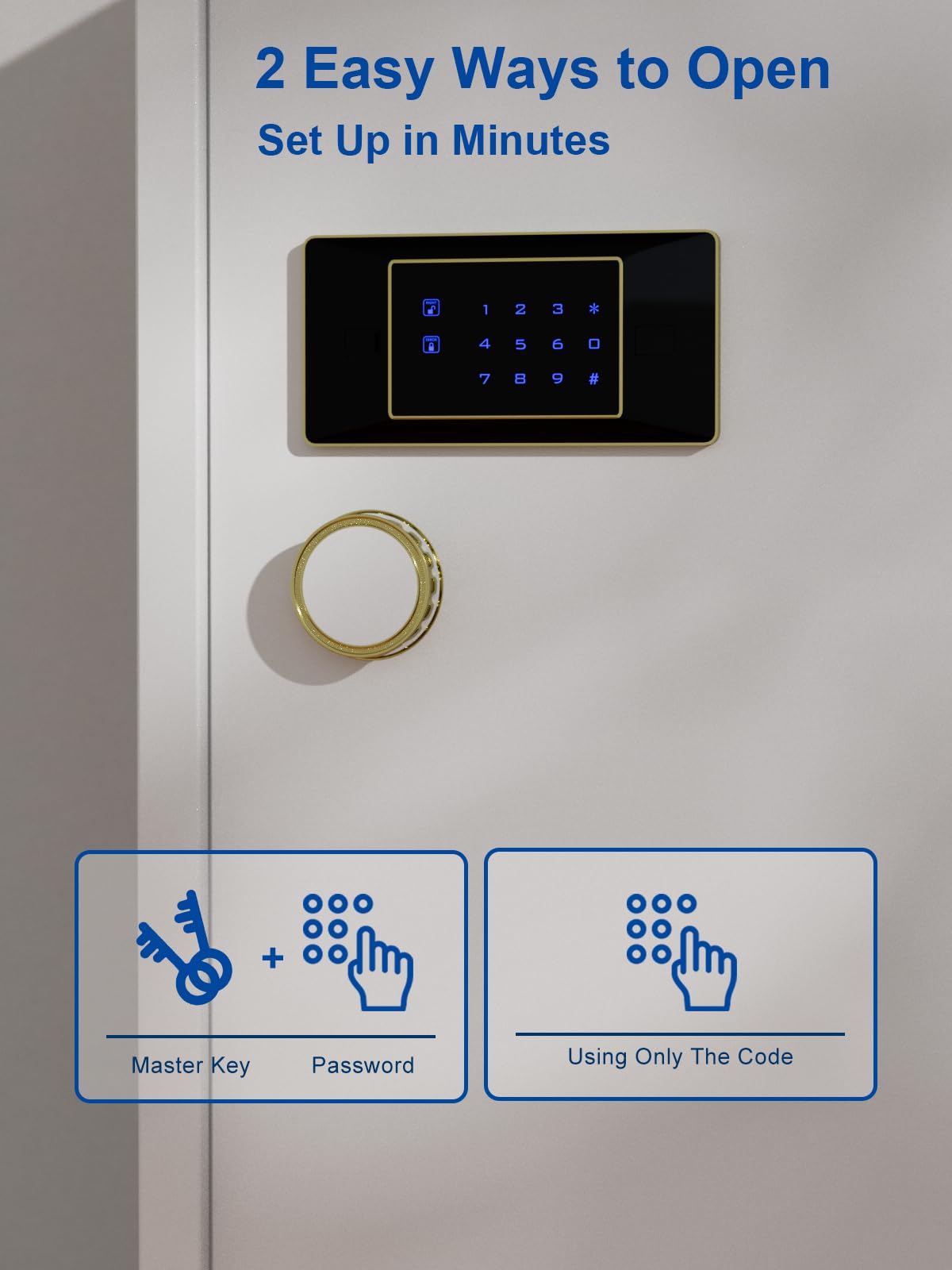 TIGERKING 7.2 Cu Ft Large Home Security Safe – Solid Steel Jewelry Cabinet with Digital Touchscreen Lock, Adjustable Shelves, Easy to Use, Anti-Theft Protection, for Families & Valuables (White)