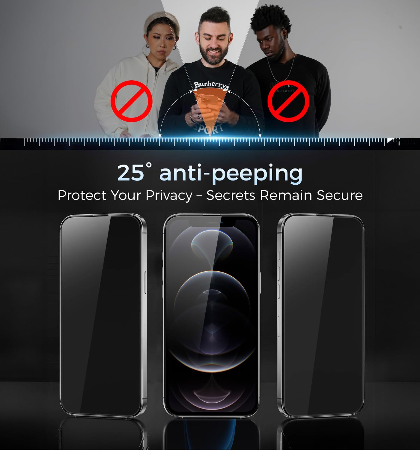 MAGIC JOHN 3rd Gen Upgraded for iPhone 16ProMax Privacy Screen Protector 6.9 Inch,25°Anti-Spy Screen,Shockproof Tempered Glass,Auto Dust-Removal,Bubble Free,Easy Installation,2 Pack