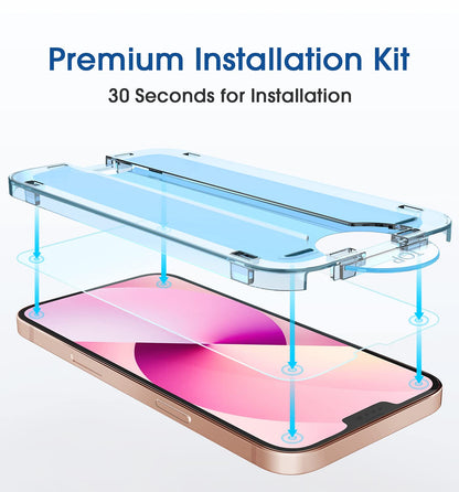 amFilm Auto-Alignment OneTouch for iPhone 16 [6.1''] Screen Protector + Camera Lens Protector, Tempered Glass, 30 seconds Installation, Bubble Free, Case Friendly, Anti-Scratch [2+2 Pack]