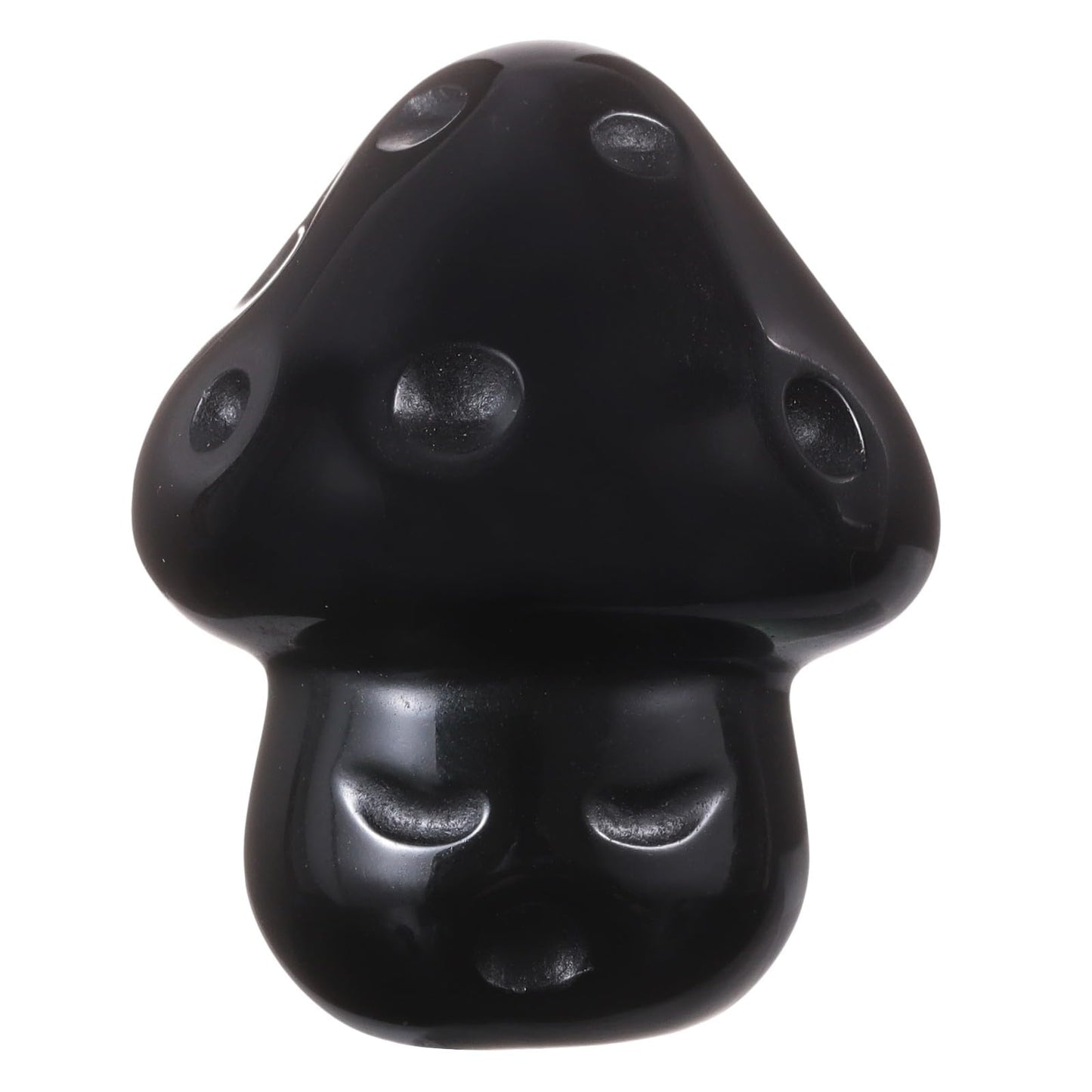 mookaitedecor Set of 2 Black Obsidian Crystal Mushroom Sculpture Hand Carved Mini Mushrooms Statue Figurine Pocket Stone for Healing Reiki Balancing Home Decor,1.14 inch