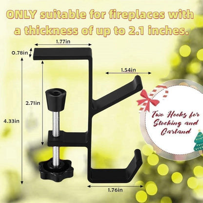 2 in 1 Garland Hangers and Fireplace Stocking Holders，Mantel Hanger for Garland Hooks for Christmas Adjustable No Drill Mantle Hooks Stocking Hanger for Fireplace Xmas Holiday Home Party Decoration