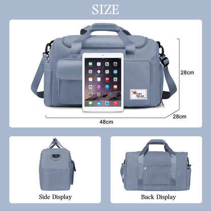 Gym Bag, Travel Bag Sport Duffel Bag with Wet Pocket, Gym Duffle Bag Foldable Men Women Travel Fitness Holdall Barrel Sports Overnight Weekender Bags for Gym Travel Swimming