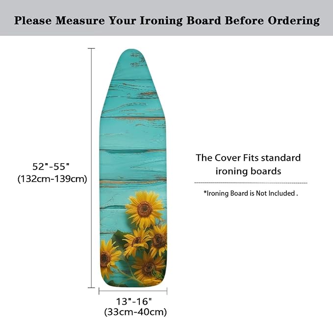 Wooden Sunflower Ironing Board Cover and Pad, Resist Scorching and Staining