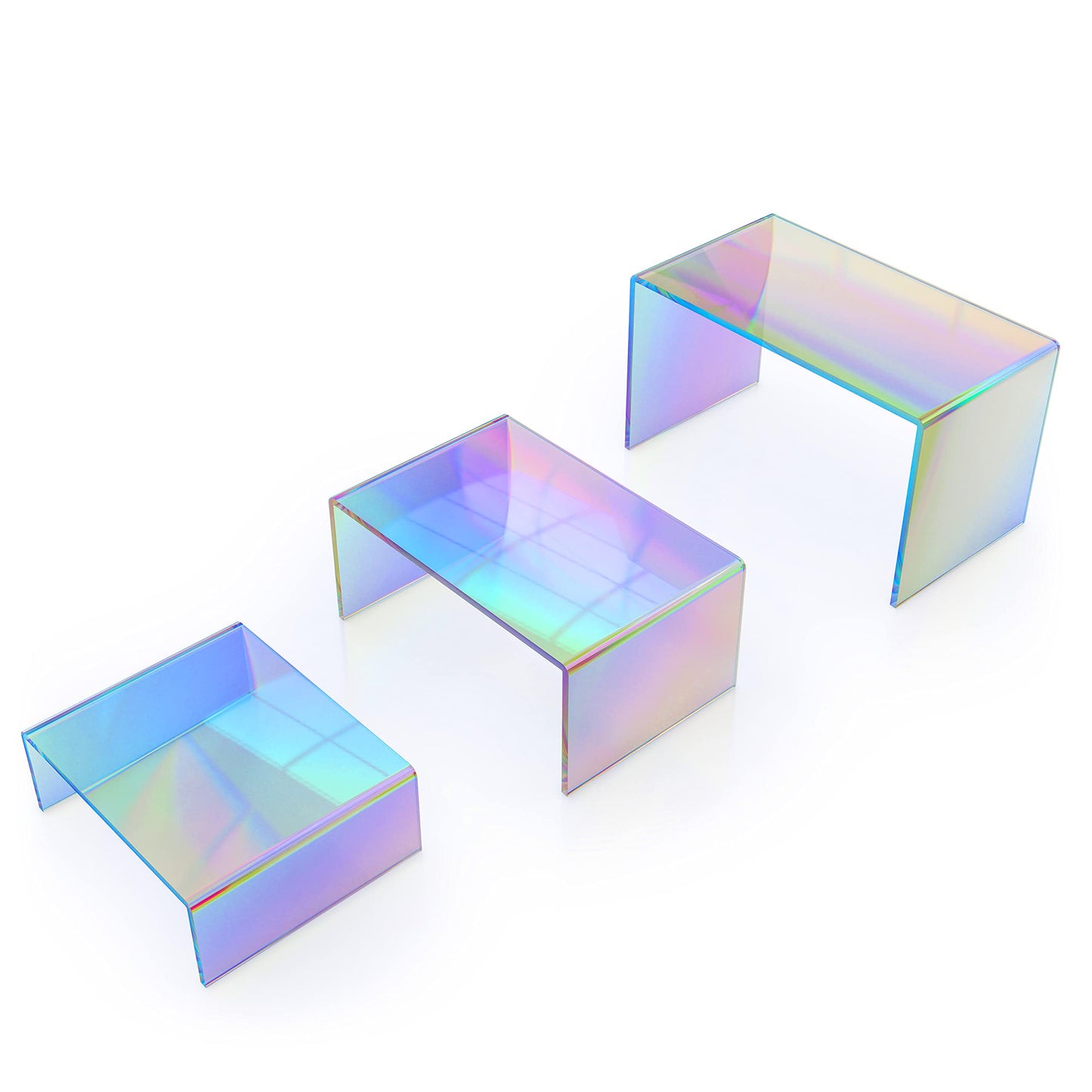 X-FLOAT Rainbow Iridescent Acrylic Display Risers (Set of 6)
