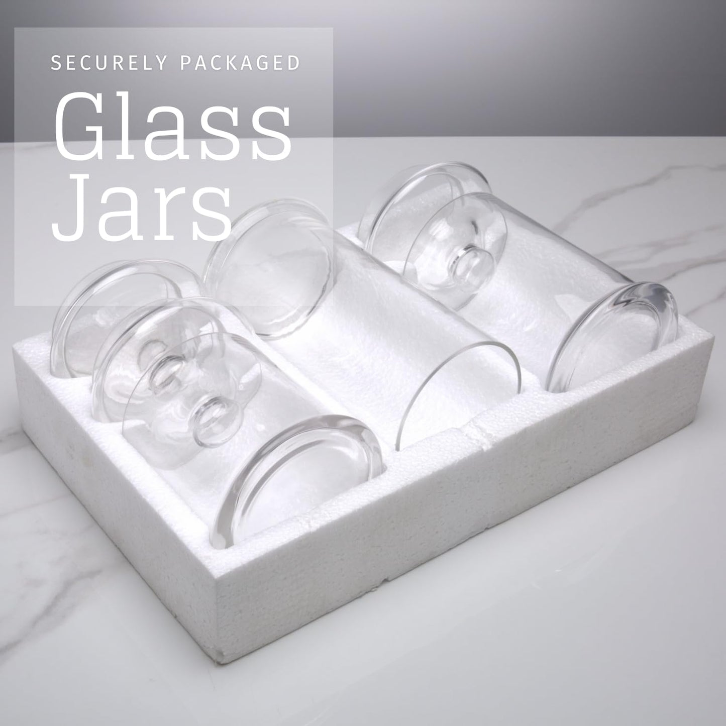Glass Apothecary Jars with Lids, Set of 3 - Bathroom Storage Organizer for Qtips, Cotton Balls, Bath Salts, Candy, Kitchen & Home Decor (11", 8.5", 7.5" Heights)
