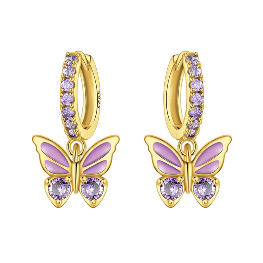 Cycuff 925 Sterling Silver Hoop Earrings Colorful Cubic Zirconia Jewelry Drop Earrings for Women Set Earring Presents for Her