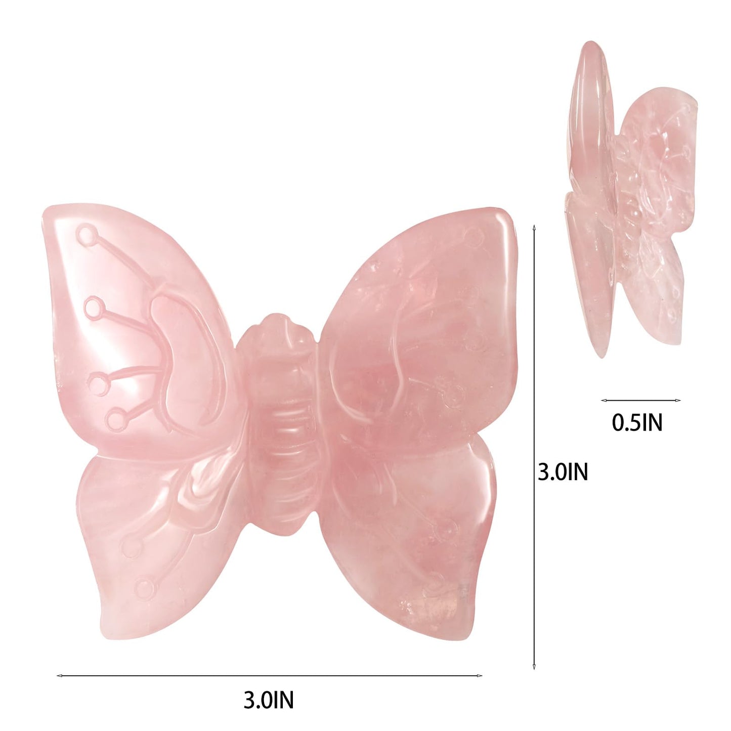 Artistone 3.3" Rose Quartz Butterfly Statue, Hand Carved Worry Stone for Anxiety Relif Home Desk Decor Animal Figurine