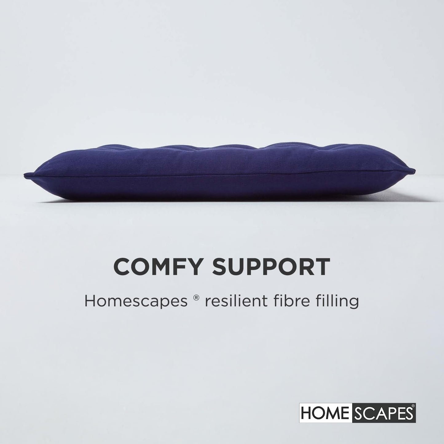 HOMESCAPES - Seat Pad - Navy Blue - 40 x 40 cm - Indoor - Garden - Dining - Chair Cushion with a Button Tie Handle to fix to Chair - 100% Cotton - Well Filled - Easy Care - Washable At Home