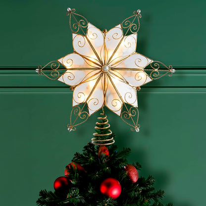 Kurt Adler UL3131 10-Light 6 Pt. Capiz Star Treetop