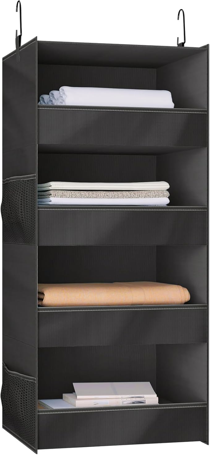4-Shelf Hanging Closet Organizer and Storage Foldable Hanging Closet Shelves