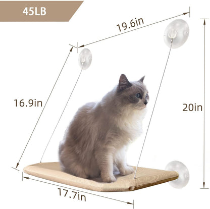 PETPAWJOY Cat Window Perch, Strong Suction Cups Easy Clean Safety Cat Hammock Window Seat for Large Fat Cat or Double Cats