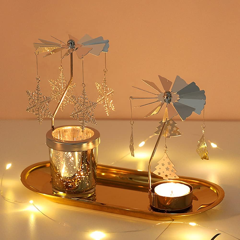Candle Holders，Rotating Candlestick，Gold Starlight Glass Candle Holder,Restaurant Wedding Christmas Valentine's Day Thanksgiving Wedding Anniversary Birthday Party Table Decoration(Butterfly)