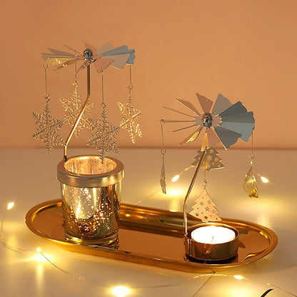 Candle Holders，Rotating Candlestick，Gold Starlight Glass Candle Holder,Restaurant Wedding Christmas Valentine's Day Thanksgiving Wedding Anniversary Birthday Party Table Decoration(Butterfly)