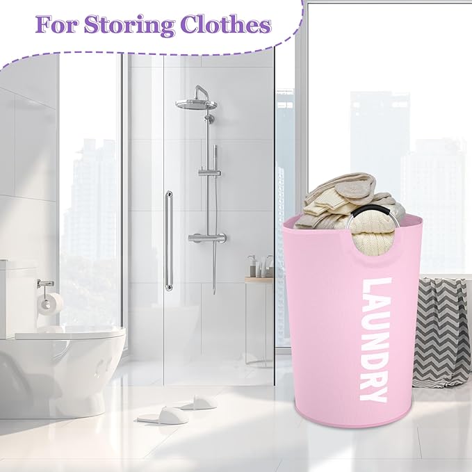 125L Pink Laundry Basket, Extra Large Clothes Basket