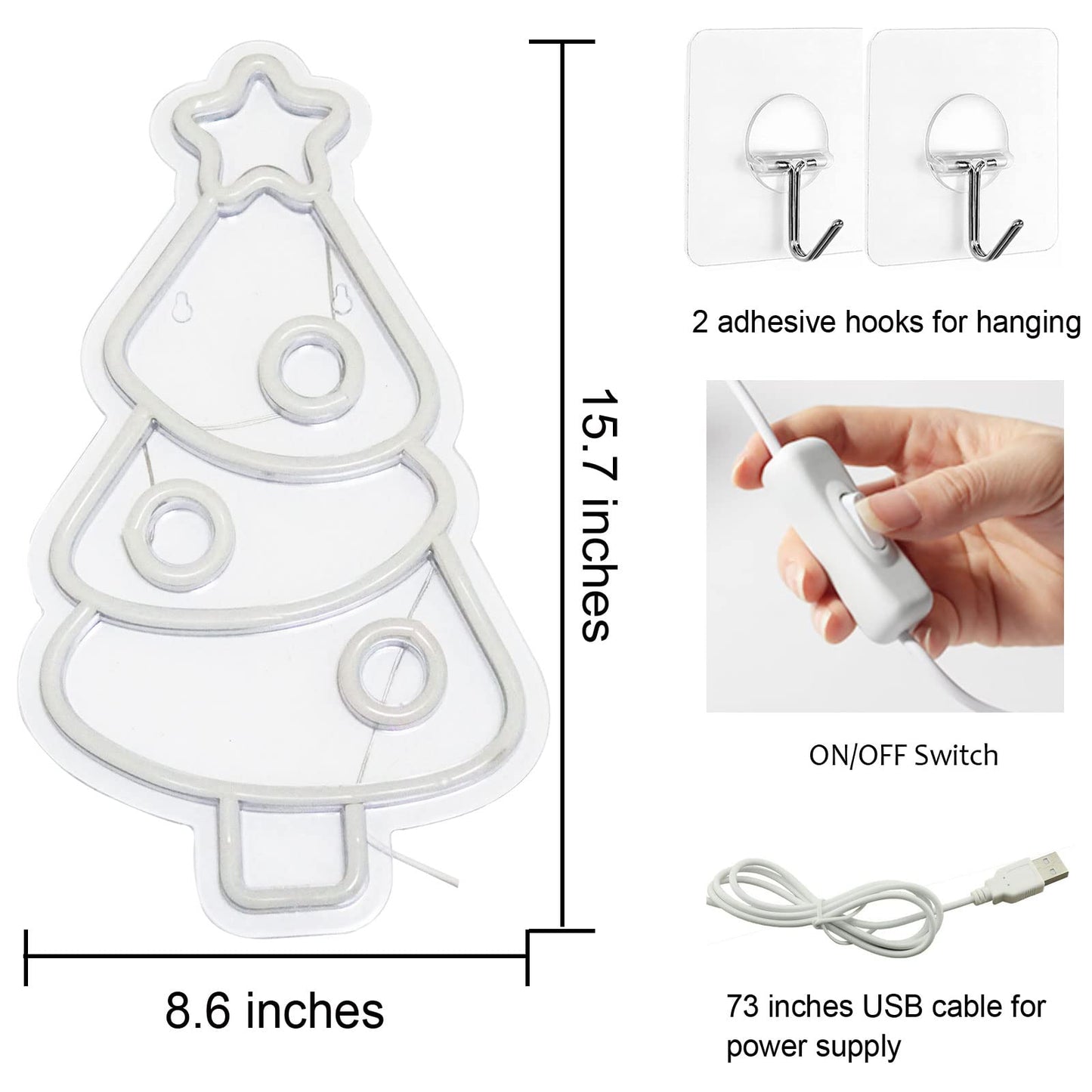 SmilingTown Christmas Neon Signs for Wall Decor USB Operated Neon Art Decorative Lights for Home Office Bar Pub Club Party Supplies Gift Idea (Christmas Tree)