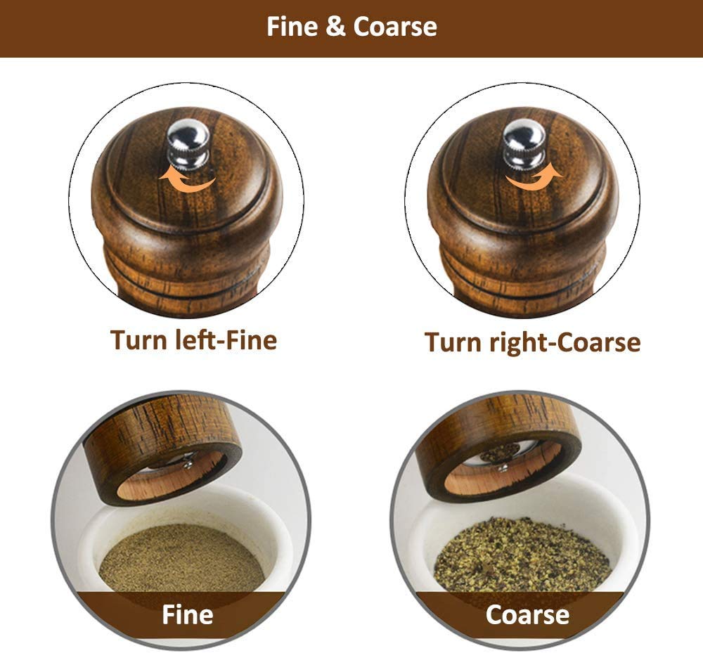 solid wood oak grinder restaurant pepper manual grinding powder pepper grinding kitchen seasoning tool (5 inch)