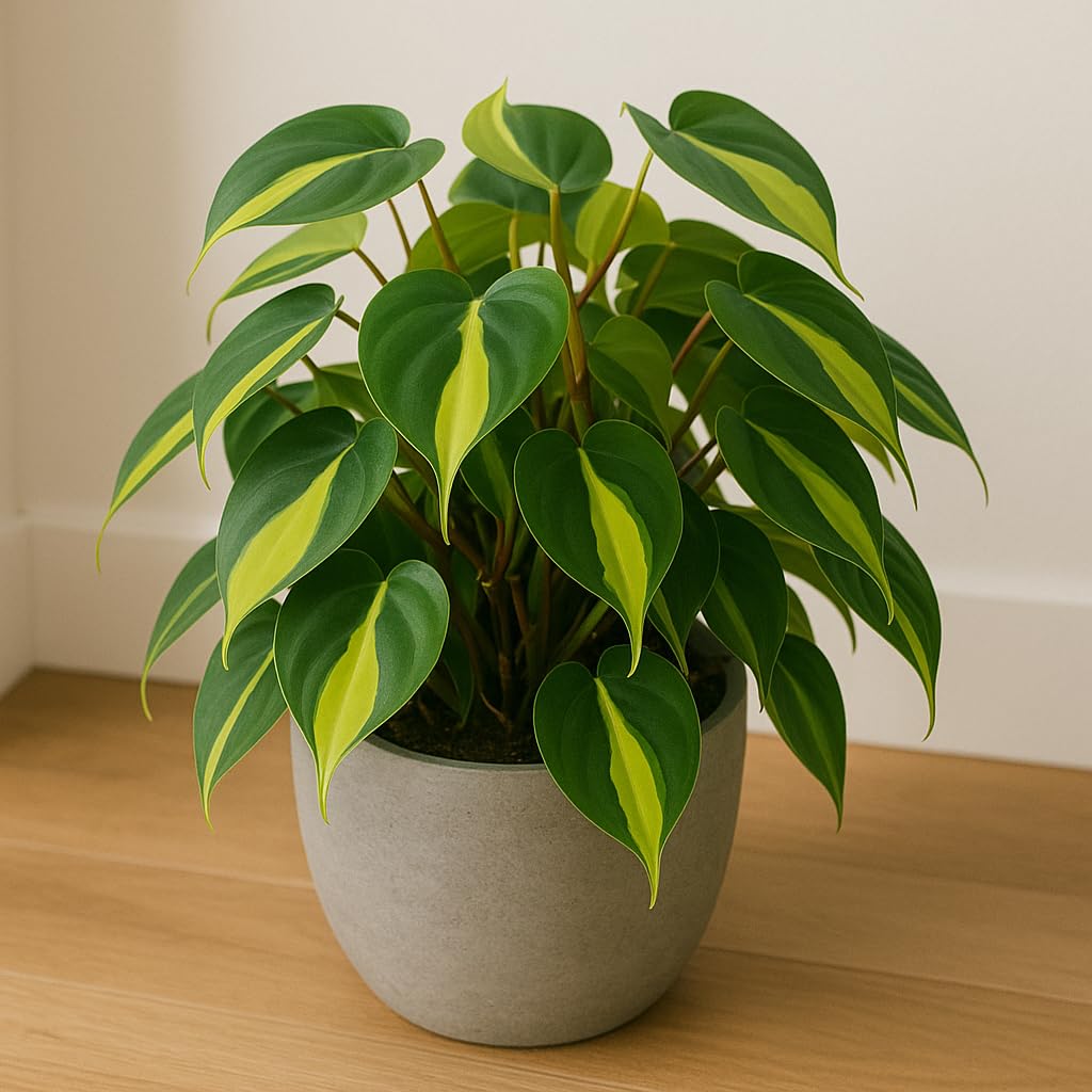 Limefire Philodendron Live Indoor Plant - Brasil Philodendron – Live Starter Plant in 2 Inch Pot - Striking Variegated Foliage with Bold Yellow-Green Centers