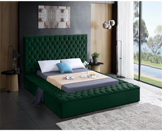 Meridian Furniture Bliss Collection Modern | Contemporary Velvet Upholstered Bed
