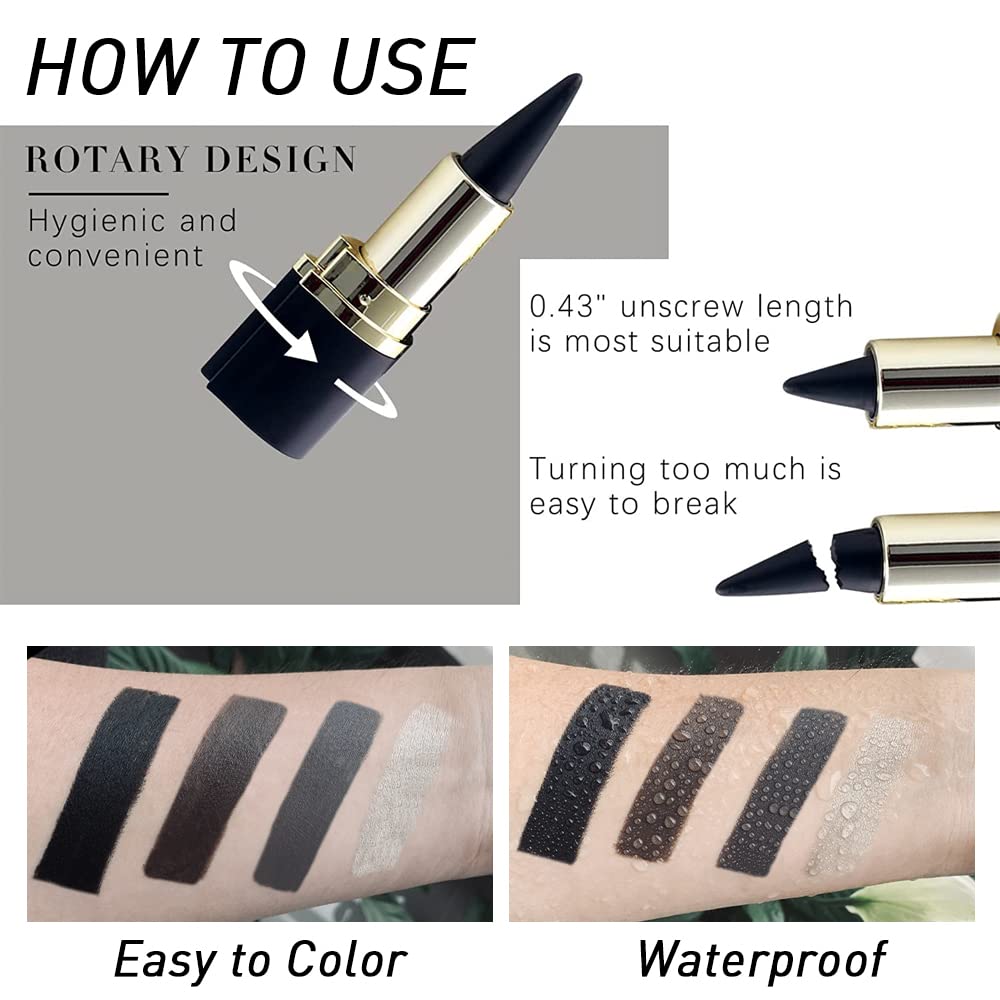 Kaely 2Pcs Gel Eyeliner Pencil, Natural Black Eyeliner Cream for Waterline, Liquid Eye Liner Waterproof Smudge Proof, Black Smoky Eyeshadow Palette Halloween Makeup, delineador de ojos contra el agua