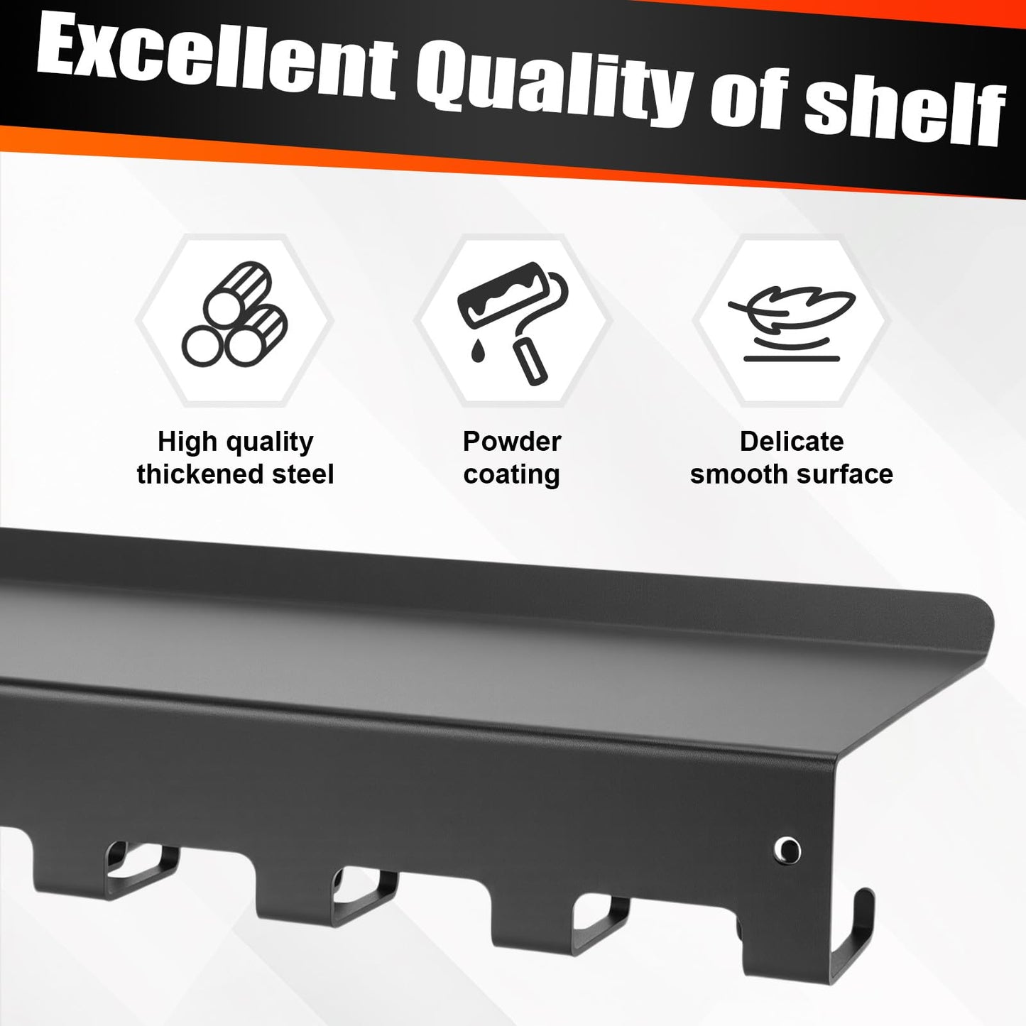 Novabright Double Row Hooks Floating Shelf Compatible with Tonal Accessories, T-bracket Lock Adapters Hanger, Wall Mount Home Gym Storage Rack for Fitness Equipment
