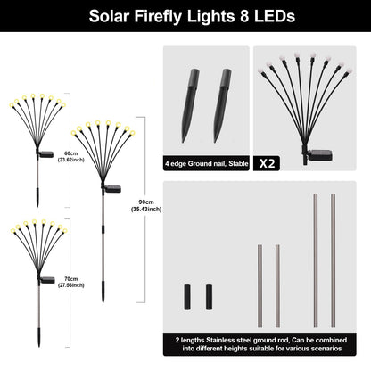 Petriveil Solar Firefly Lights Warm White, 8 Modes 800mAh Swaying Firefly Yard Lights Solar Powered Outdoor Waterproof for Outside Yard Patio Lawn Pathway Walkway Stake Christmas Garden Decor (2 Pack)