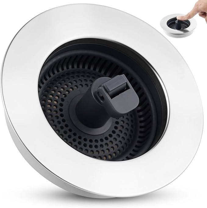 Universal 3-in-1 Kitchen Sink Strainer Stopper Pop Up Sink Drainer